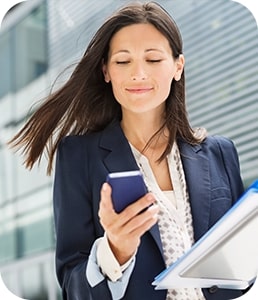 Woman getting a call from Guardian Protection