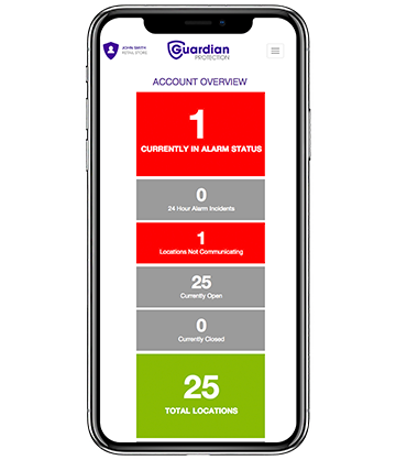 View of Guardian EdgePro tool Account Overview screen on a mobile device